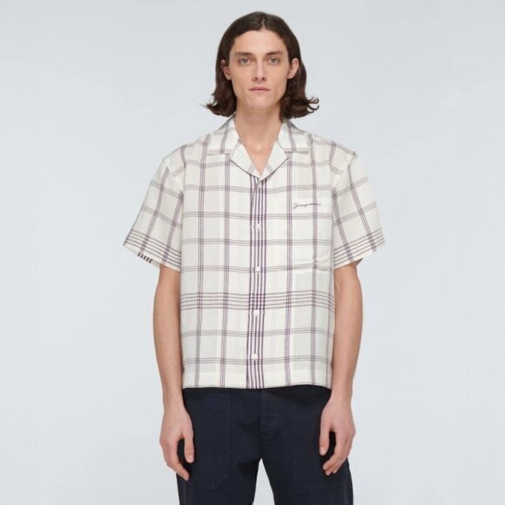 Jacquemus White & Purple Check ‘La Chemise Jean’ Short Sleeve Shirt - sz XS